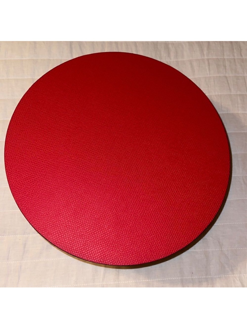 Tango Red Snakeskin Round Pebbled Faux Leather Vinyl Placemat set of 6